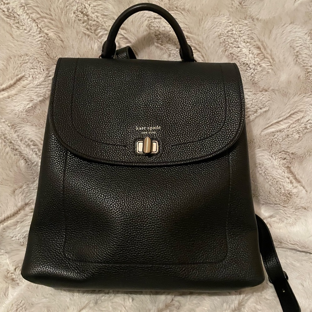 Kate Spade Black Pebbled Leather Backpack